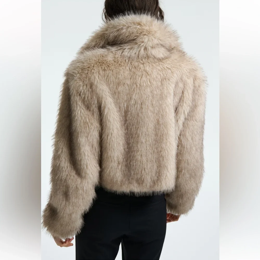 NWT H&M Cream Faux Fur Jacket - Picture 13 of 13